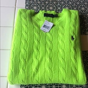 New Polo Ralph Lauren Neon Green Sweater Sz. S